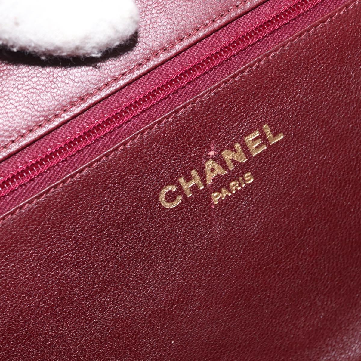 CHANEL Matelasse Chain Hand Bag Cotton Bordeaux Gold CC Auth BA10566