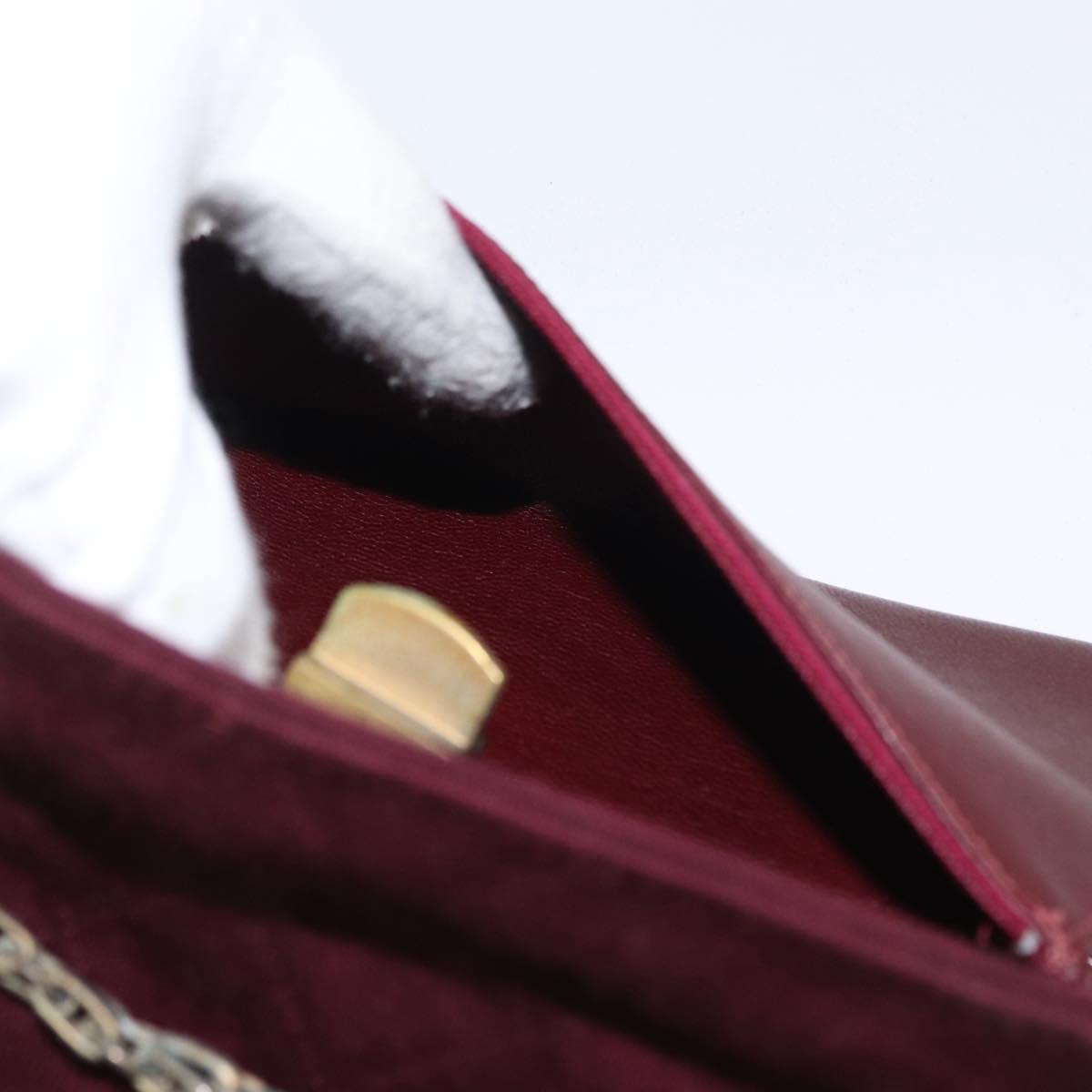 CHANEL Matelasse Chain Hand Bag Cotton Bordeaux Gold CC Auth BA10566