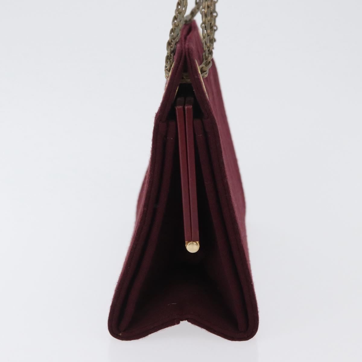 CHANEL Matelasse Chain Hand Bag Cotton Bordeaux Gold CC Auth BA10566