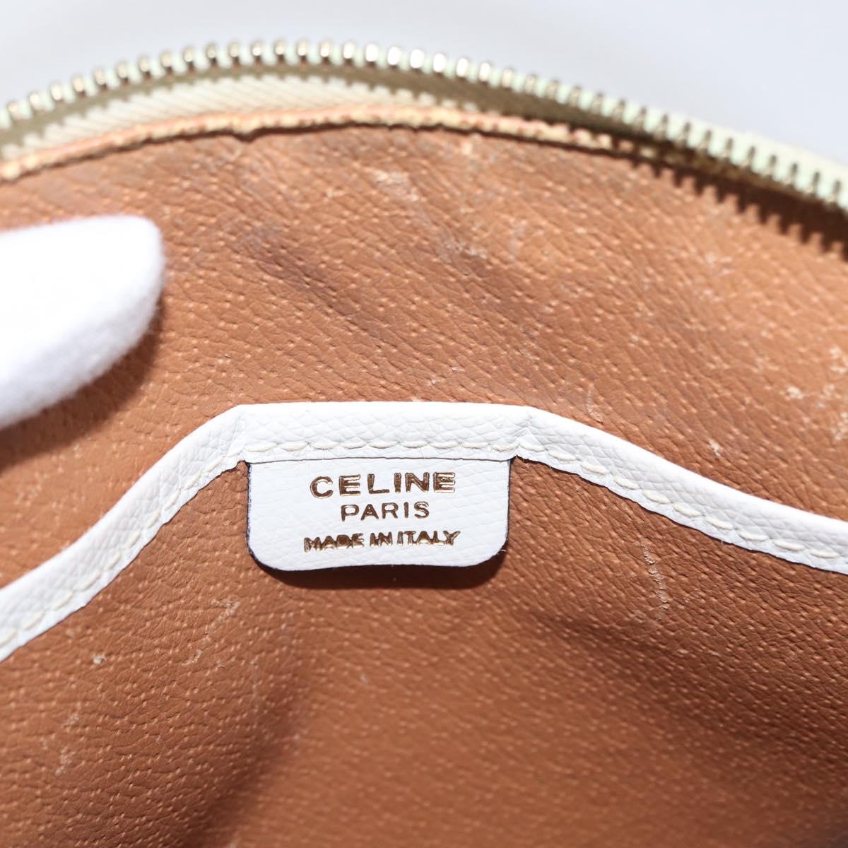 CELINE Hand Bag Leather 2way White Gold Auth BA10567