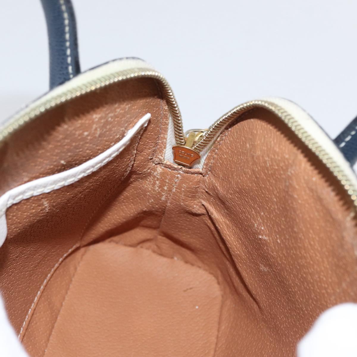 CELINE Hand Bag Leather 2way White Gold Auth BA10567