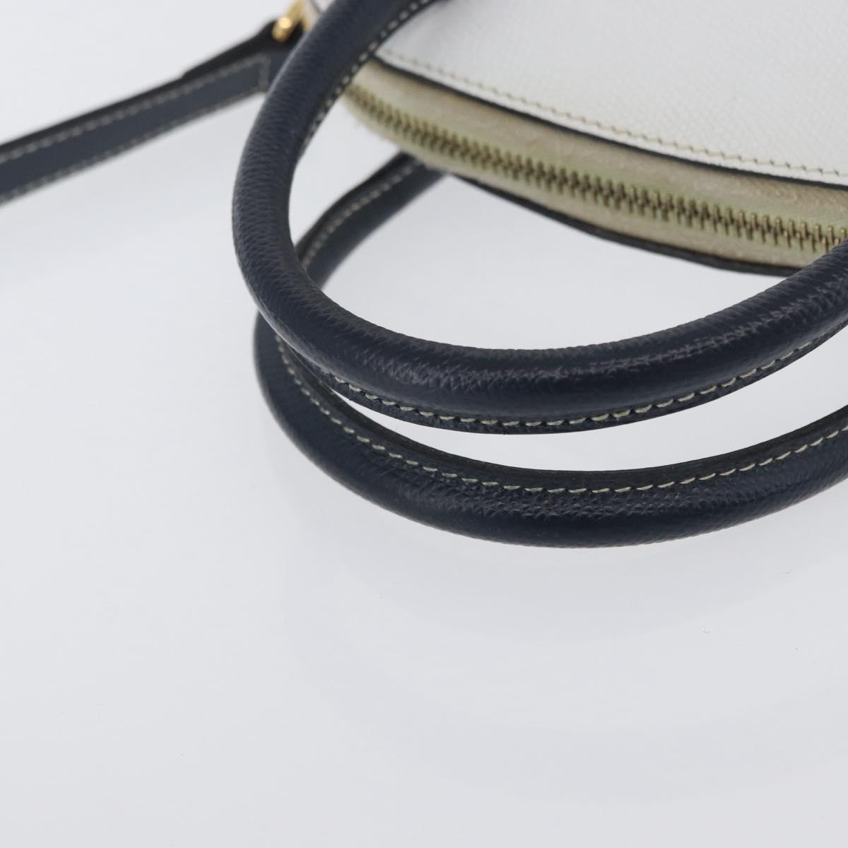 CELINE Hand Bag Leather 2way White Gold Auth BA10567