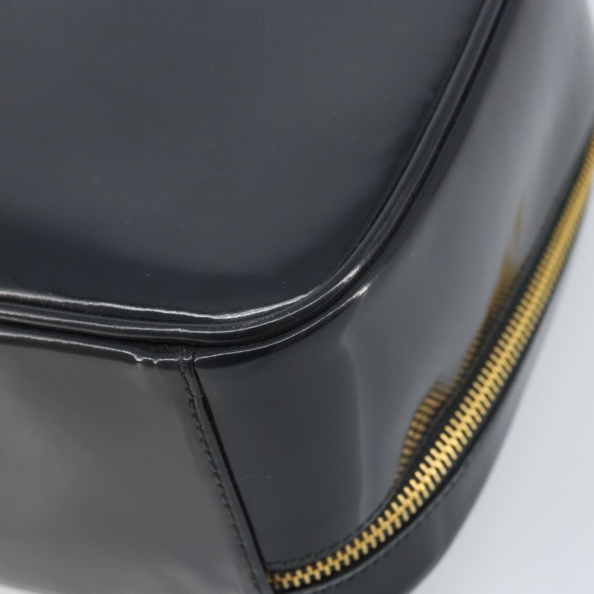 GUCCI Bamboo Vanity Hand Bag Patent 2way Navy Gold 000 3270 0323 Auth BA10568