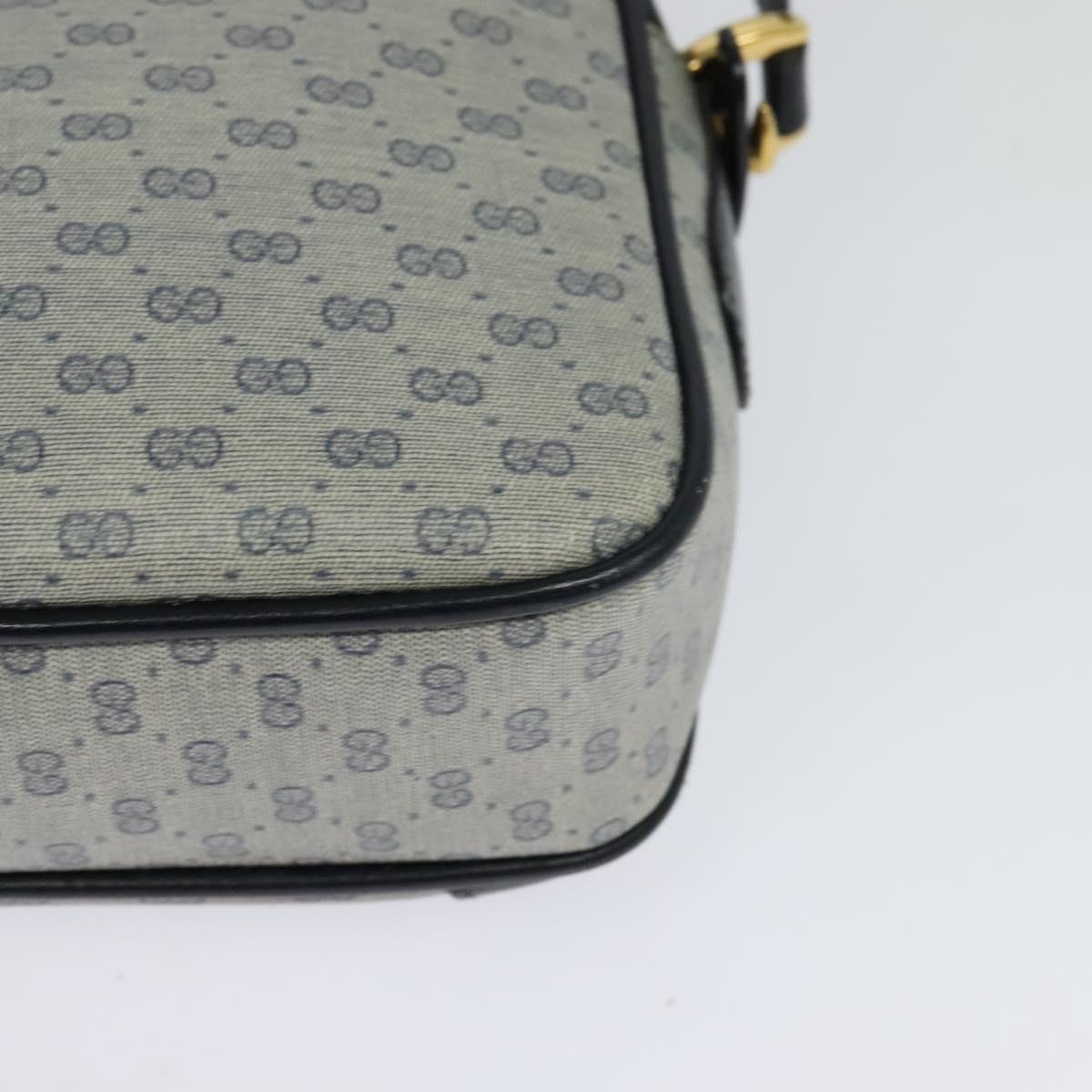 GUCCI Micro GG Supreme Shoulder Bag PVC Navy Gold 007 084 0092 Auth BA1057