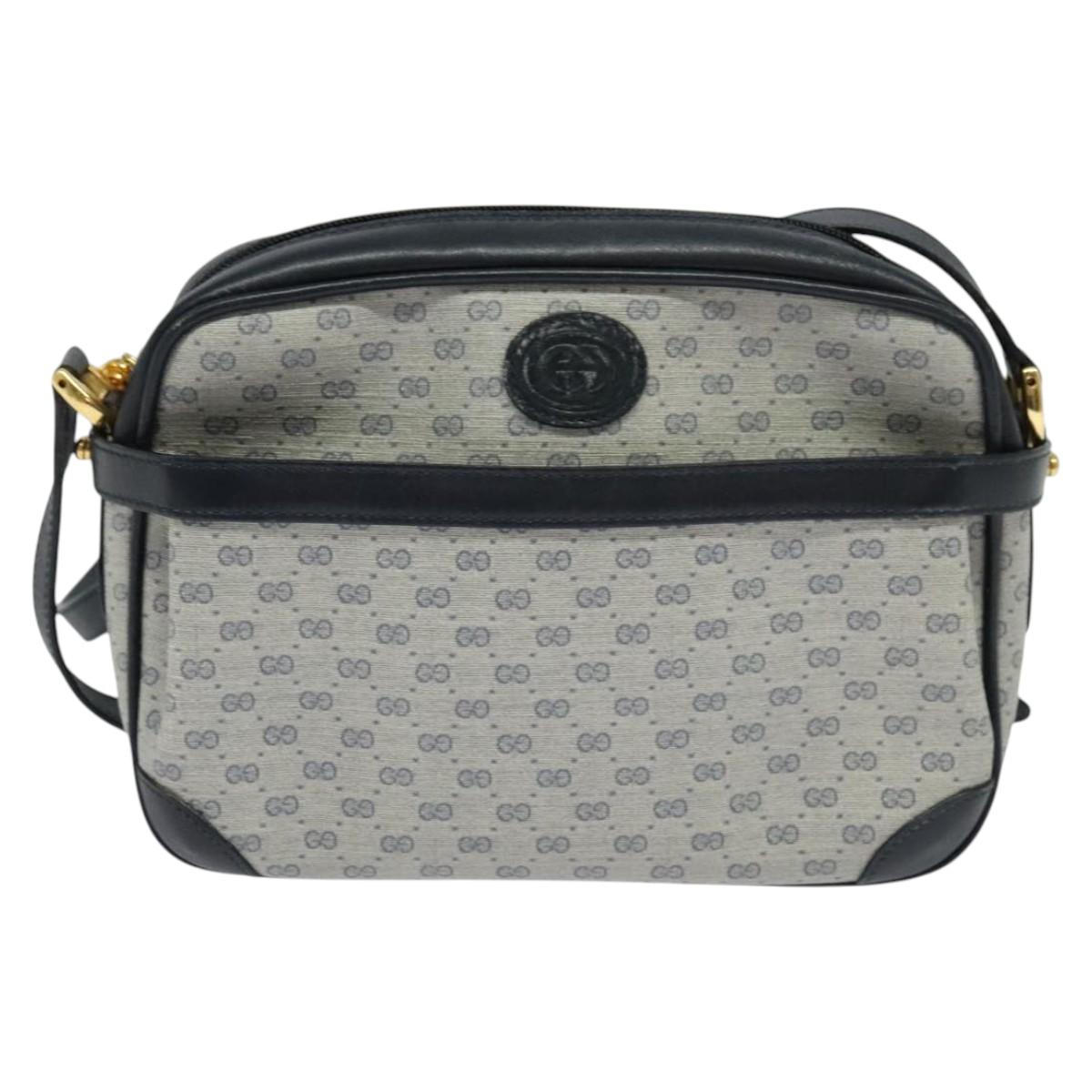 GUCCI Micro GG Supreme Shoulder Bag PVC Navy Gold 007 084 0092 Auth BA1057
