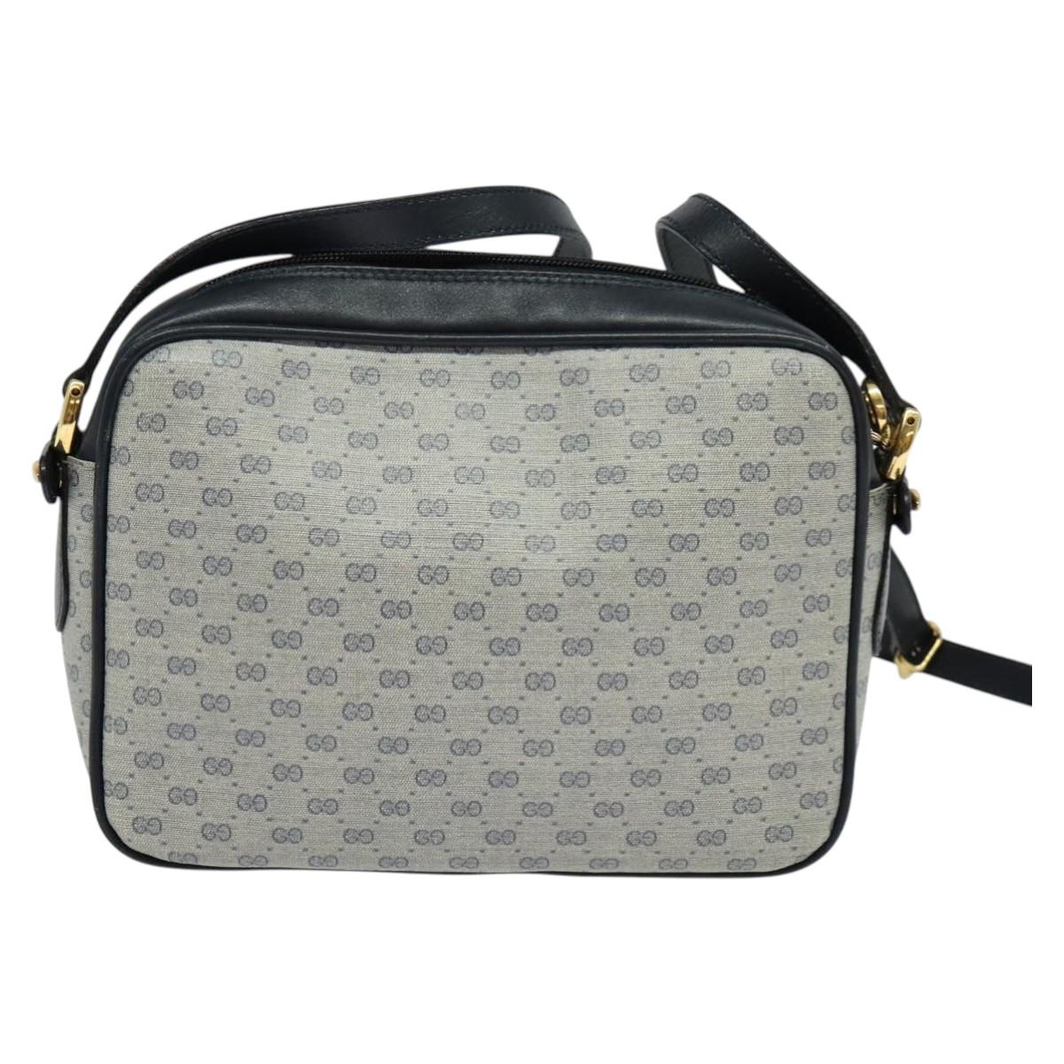 GUCCI Micro GG Supreme Shoulder Bag PVC Navy Gold 007 084 0092 Auth BA1057