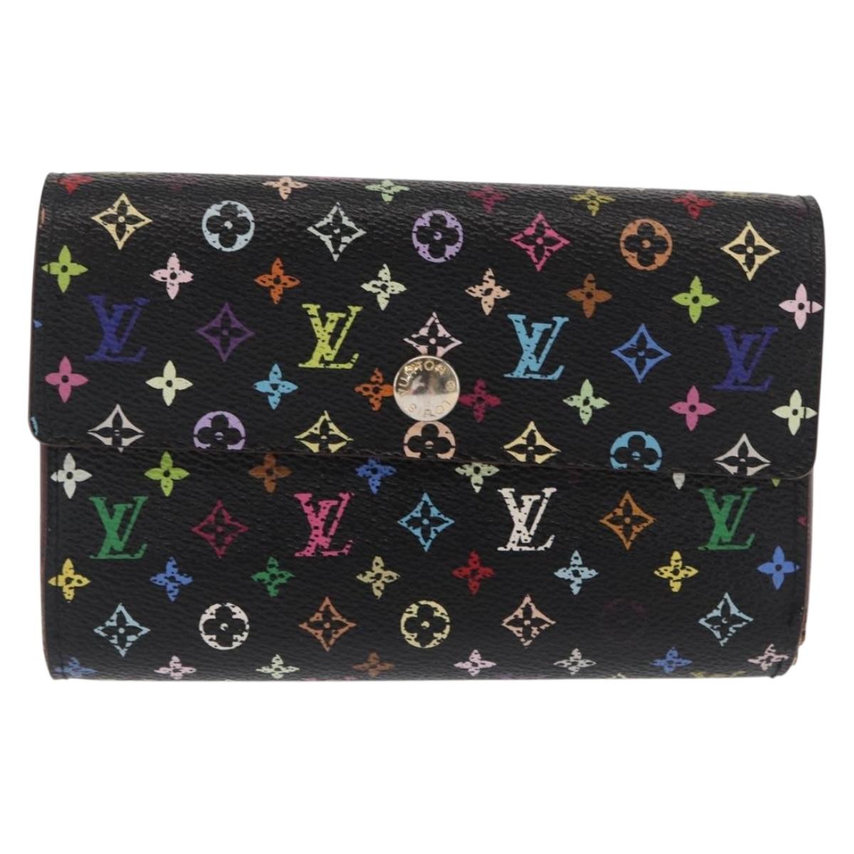 LOUIS VUITTON Multicolor Portefeuille Alexandra Wallet Black M60084 Auth BA10576