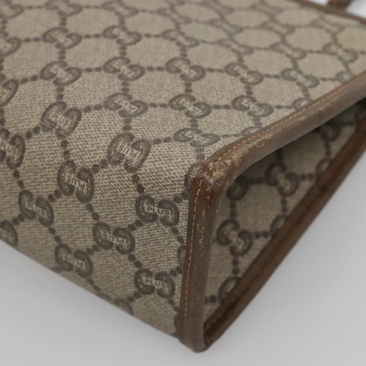 GUCCI GG Plus Supreme Clutch Bag PVC Beige Auth BA1058