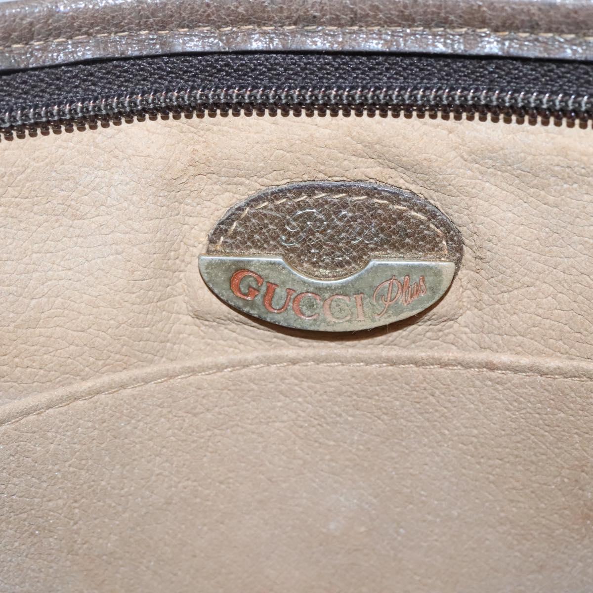 GUCCI GG Plus Supreme Clutch Bag PVC Beige Auth BA1058