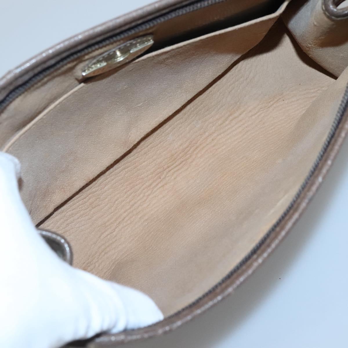 GUCCI GG Plus Supreme Clutch Bag PVC Beige Auth BA1058
