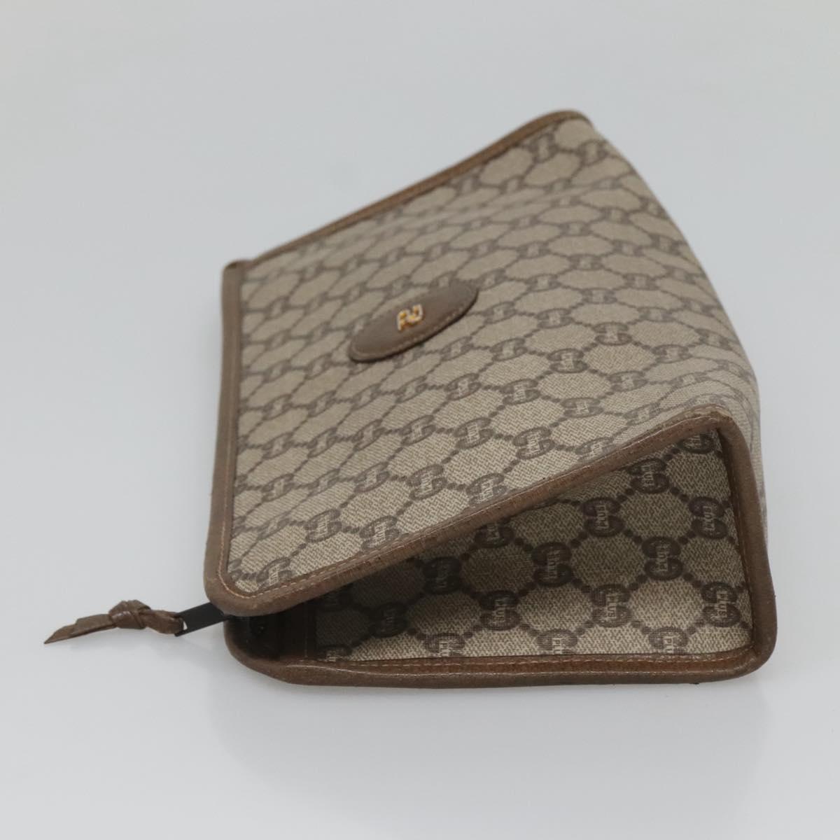 GUCCI GG Plus Supreme Clutch Bag PVC Beige Auth BA1058
