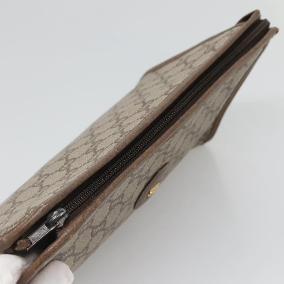 GUCCI GG Plus Supreme Clutch Bag PVC Beige Auth BA1058