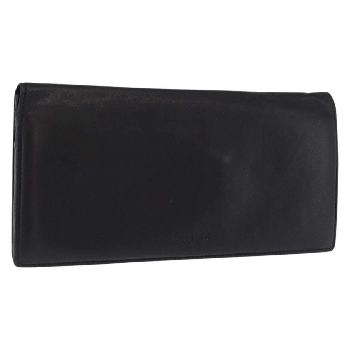 LOEWE Long Wallet Leather Black Auth BA10581