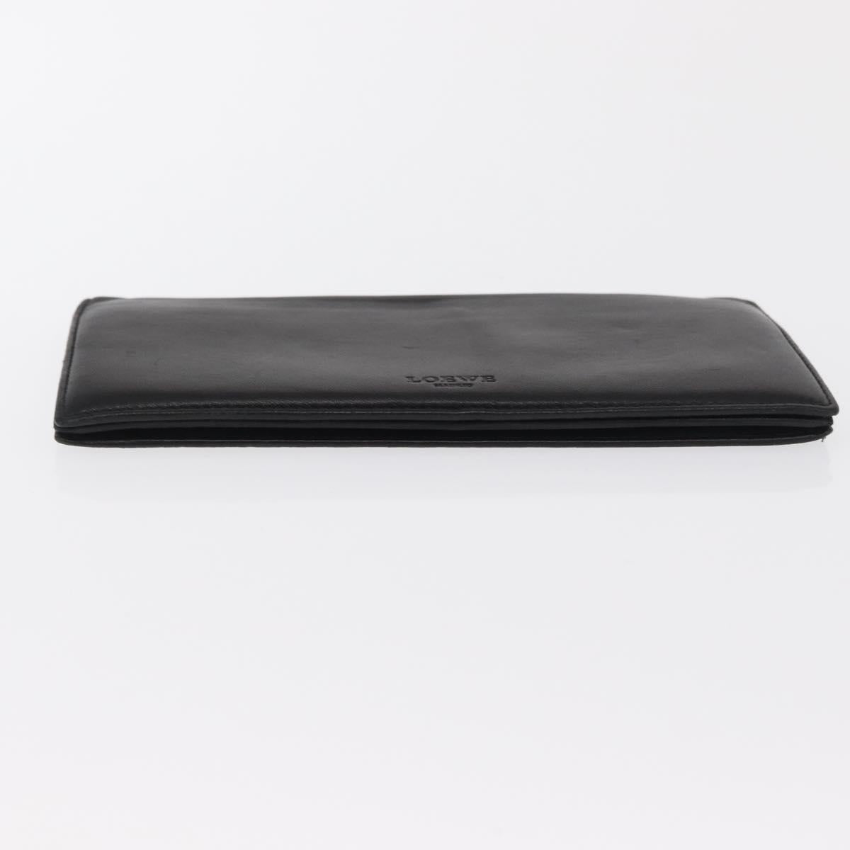 LOEWE Long Wallet Leather Black Auth BA10581