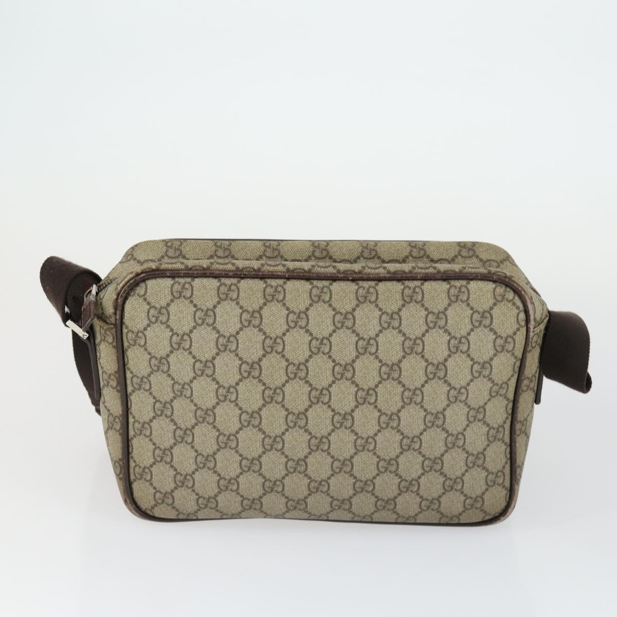 GUCCI GG Supreme Web Sherry Line Shoulder Bag PVC 5 Set Beige Red Auth BA10584