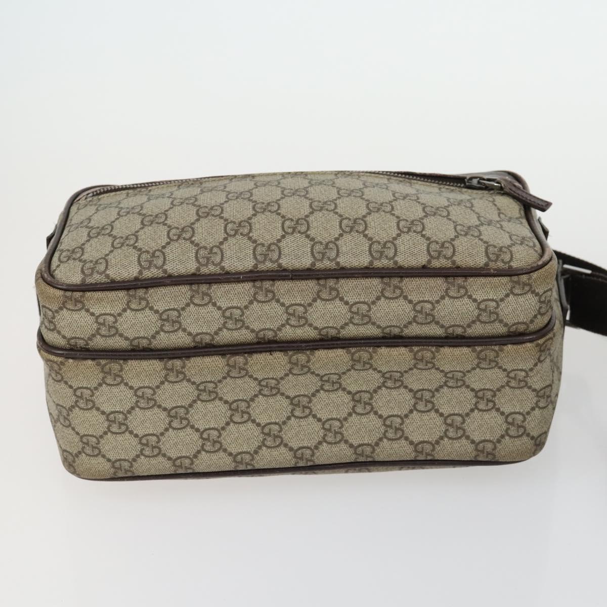 GUCCI GG Supreme Web Sherry Line Shoulder Bag PVC 5 Set Beige Red Auth BA10584