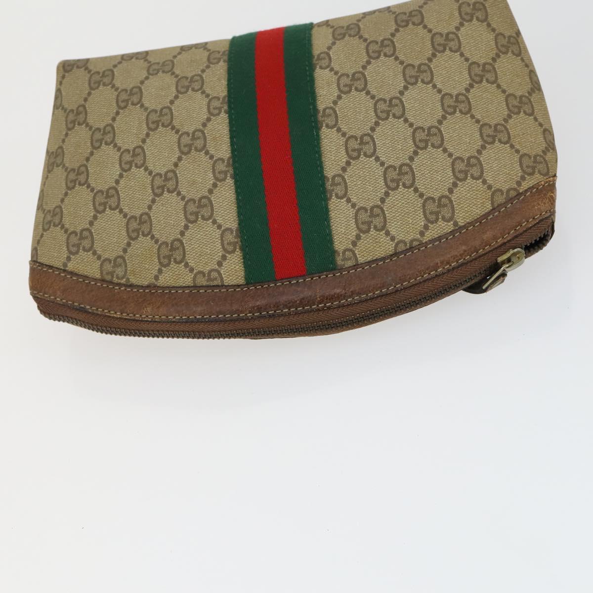GUCCI GG Supreme Web Sherry Line Shoulder Bag PVC 5 Set Beige Red Auth BA10584