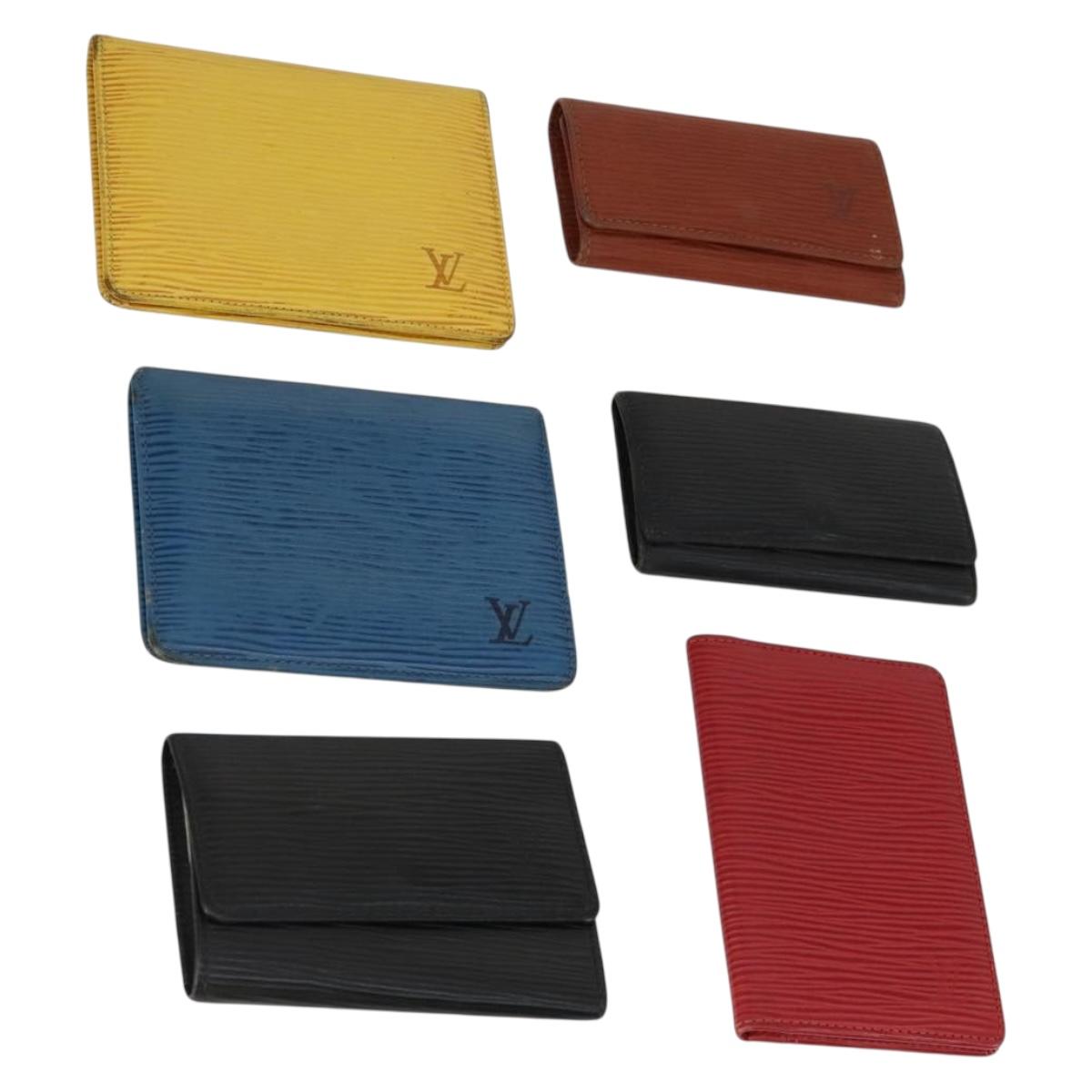 LOUIS VUITTON Epi Key Case 6 Set Black Blue yellow LV Auth BA10585