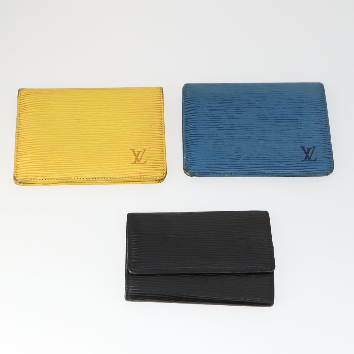 LOUIS VUITTON Epi Key Case 6 Set Black Blue yellow LV Auth BA10585