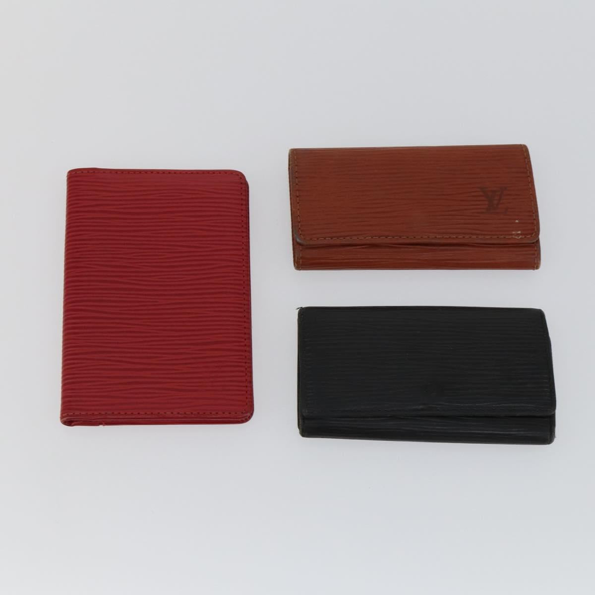 LOUIS VUITTON Epi Key Case 6 Set Black Blue yellow LV Auth BA10585