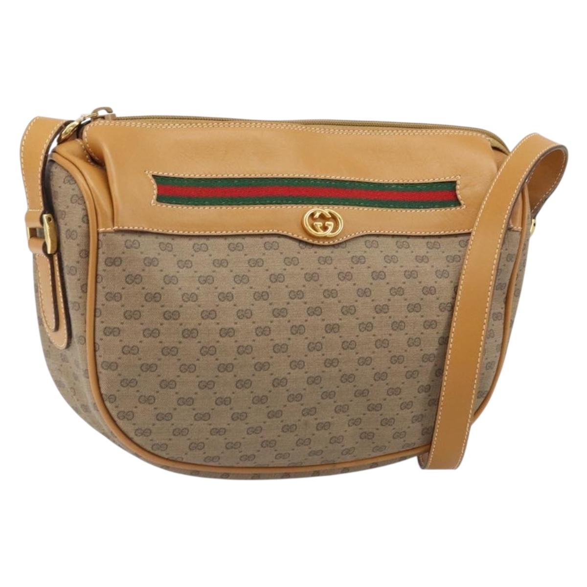 GUCCI Micro GG Supreme Web Sherry Line Bag PVC Beige 001 115 0918 Auth BA10601