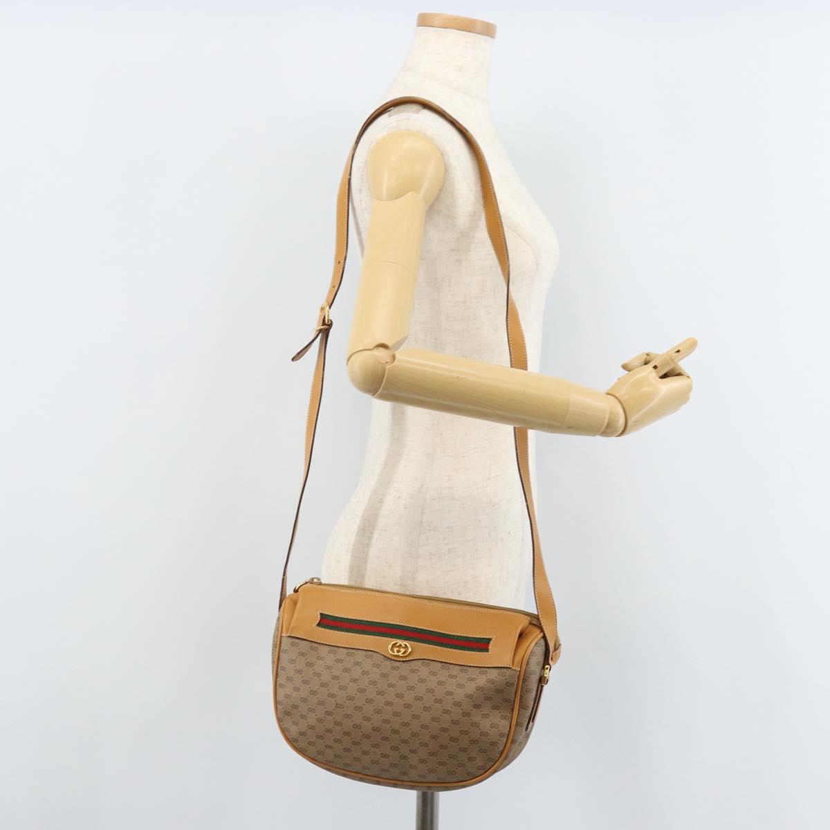 GUCCI Micro GG Supreme Web Sherry Line Bag PVC Beige 001 115 0918 Auth BA10601