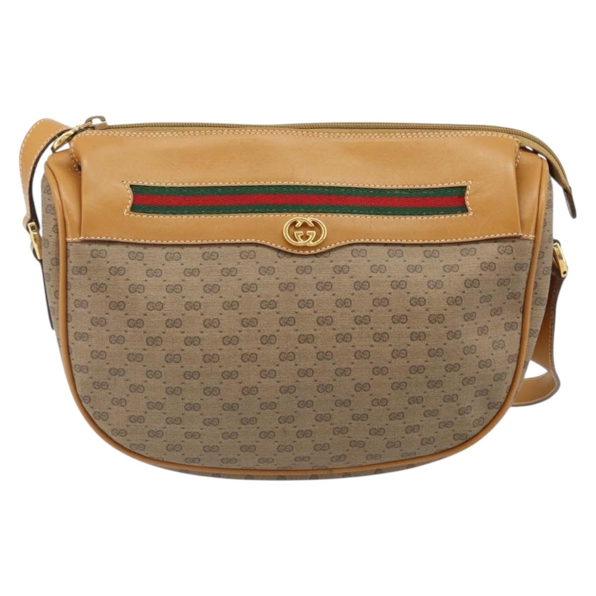 GUCCI Micro GG Supreme Web Sherry Line Bag PVC Beige 001 115 0918 Auth BA10601