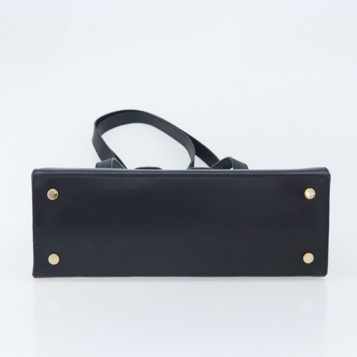 Salvatore Ferragamo Vara Ribbon Shoulder Bag Leather Navy Gold Auth BA10602