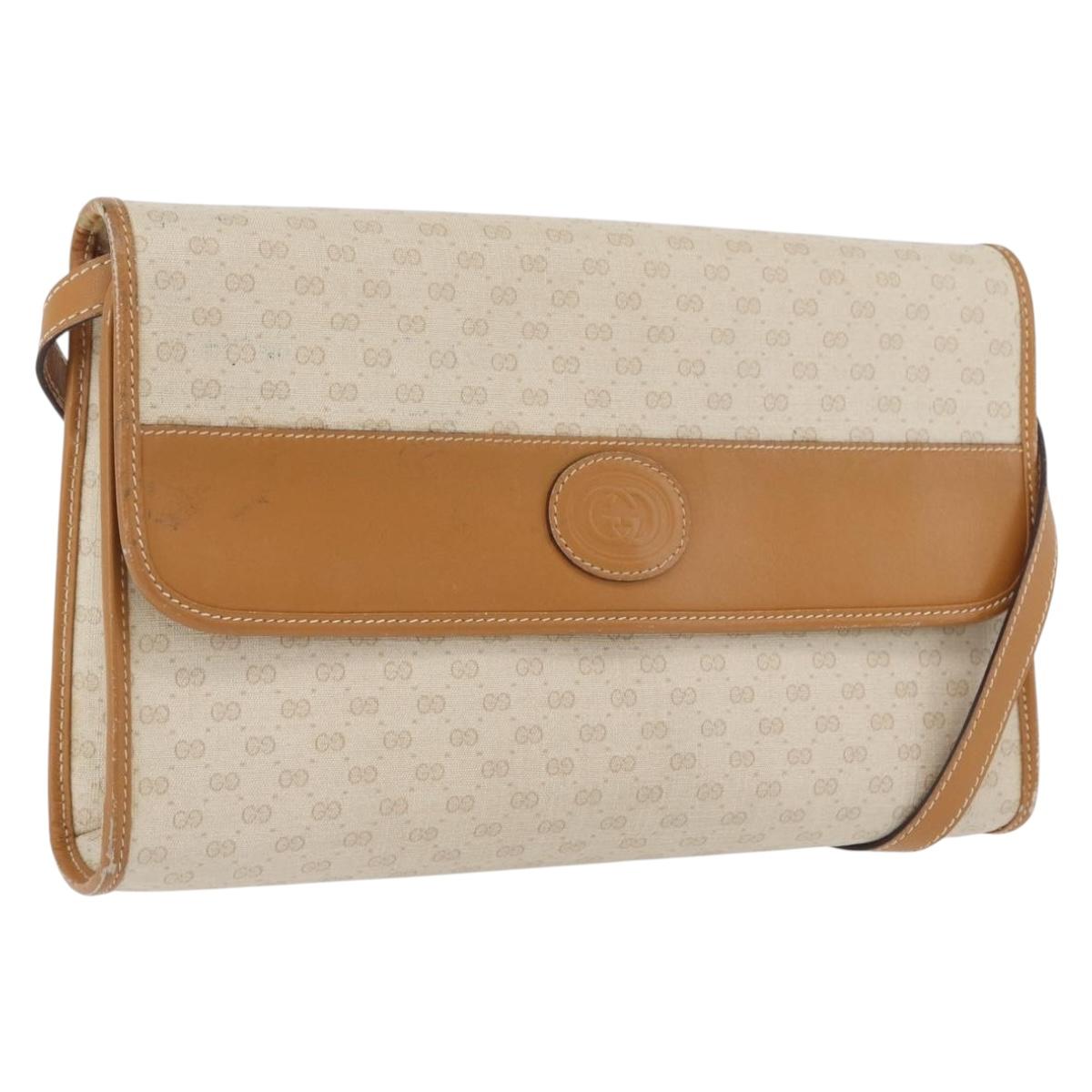 GUCCI Micro GG Supreme Shoulder Bag PVC Ivory Gold 004 14 0264 Auth BA10604