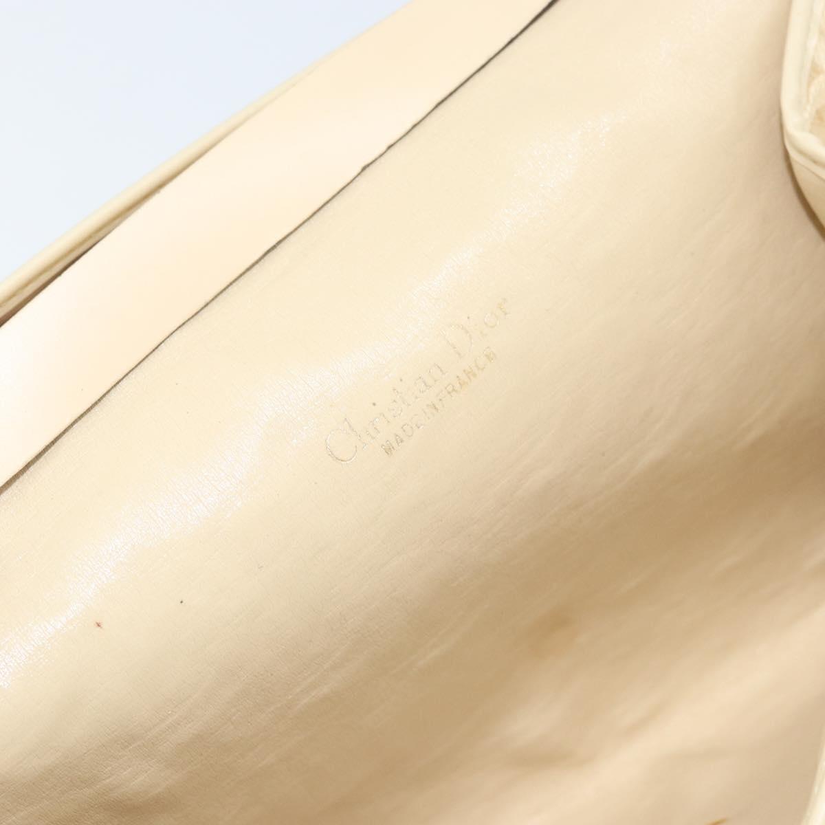Christian Dior Trotter Canvas Chain Shoulder Bag Ivory Gold Auth BA10605