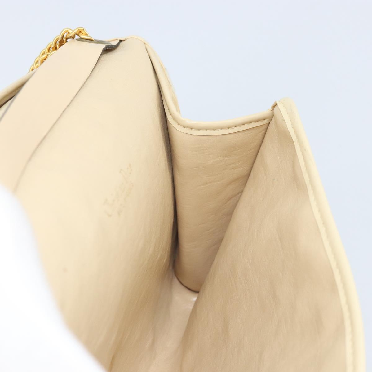 Christian Dior Trotter Canvas Chain Shoulder Bag Ivory Gold Auth BA10605