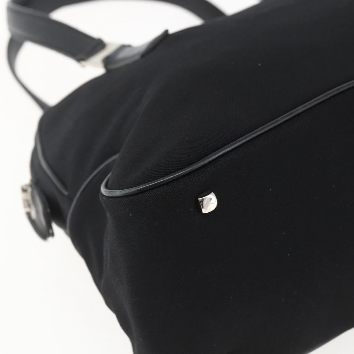 Salvatore Ferragamo Hand Bag Nylon Black Silver Auth BA10606
