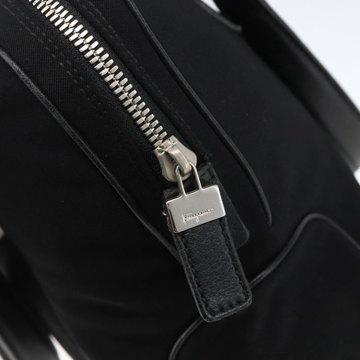 Salvatore Ferragamo Hand Bag Nylon Black Silver Auth BA10606