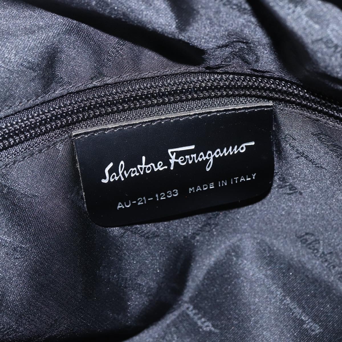 Salvatore Ferragamo Hand Bag Nylon Black Silver Auth BA10606