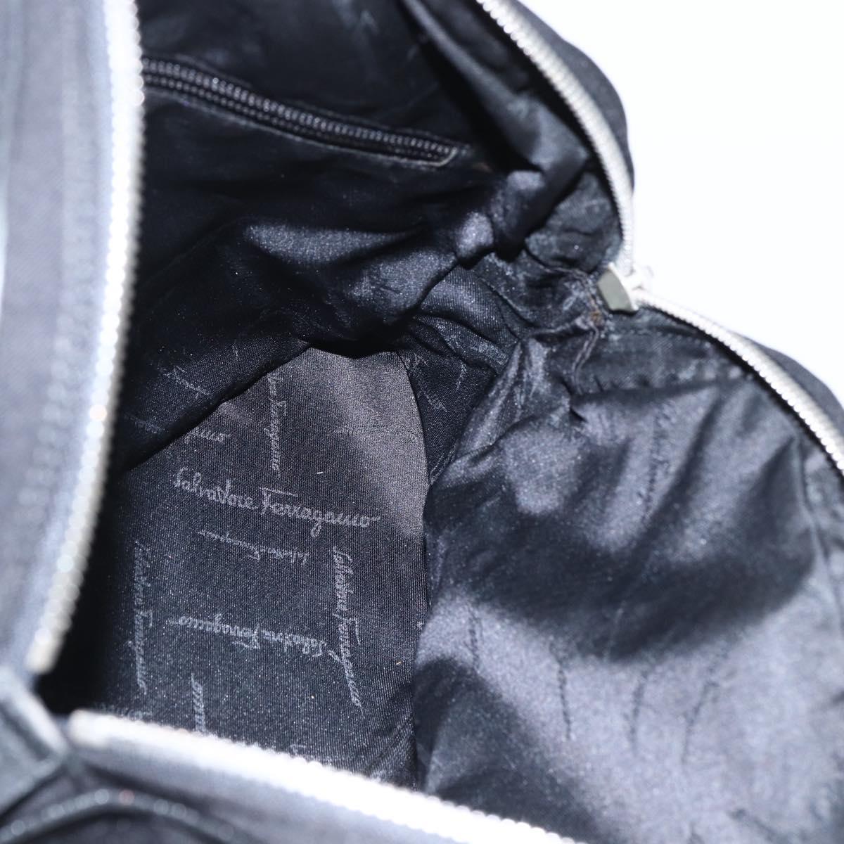 Salvatore Ferragamo Hand Bag Nylon Black Silver Auth BA10606