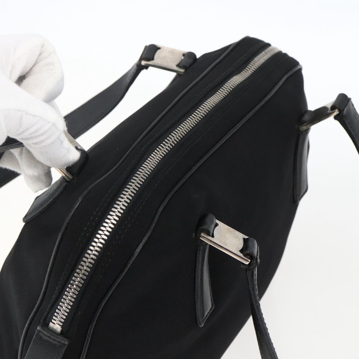 Salvatore Ferragamo Hand Bag Nylon Black Silver Auth BA10606