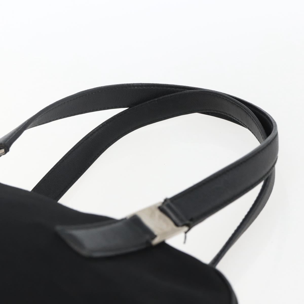 Salvatore Ferragamo Hand Bag Nylon Black Silver Auth BA10606