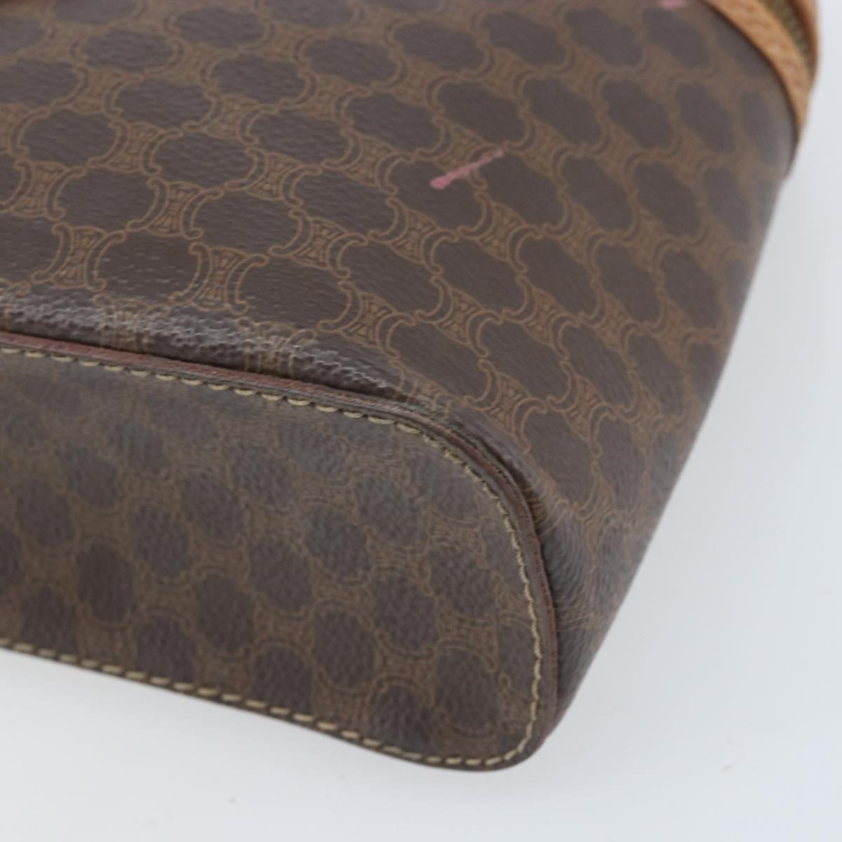 CELINE Macadam Canvas Hand Bag PVC Leather Brown Gold Auth BA10609