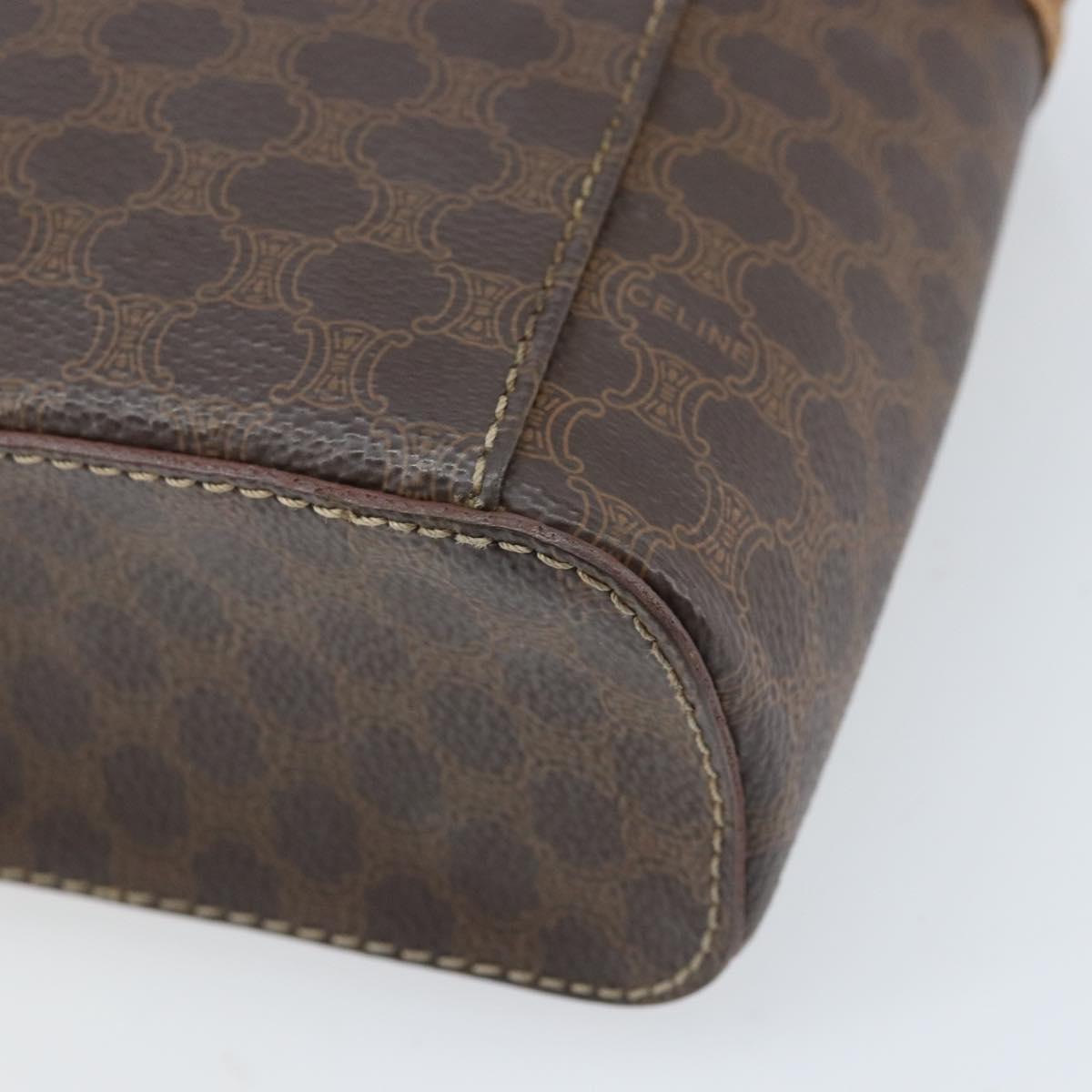 CELINE Macadam Canvas Hand Bag PVC Leather Brown Gold Auth BA10609