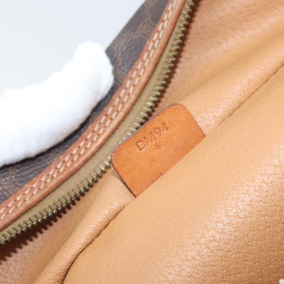 CELINE Macadam Canvas Hand Bag PVC Leather Brown Gold Auth BA10609