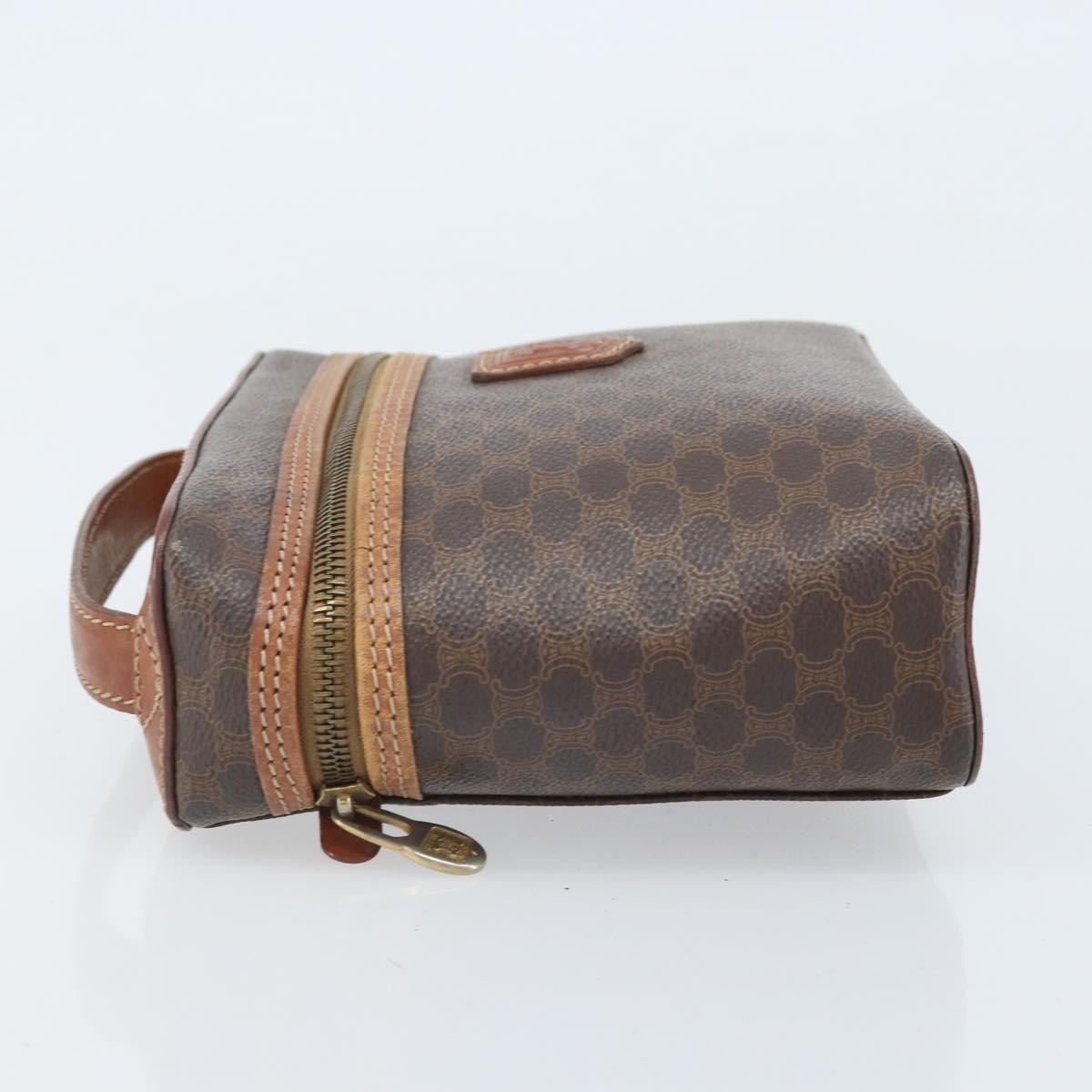 CELINE Macadam Canvas Hand Bag PVC Leather Brown Gold Auth BA10609