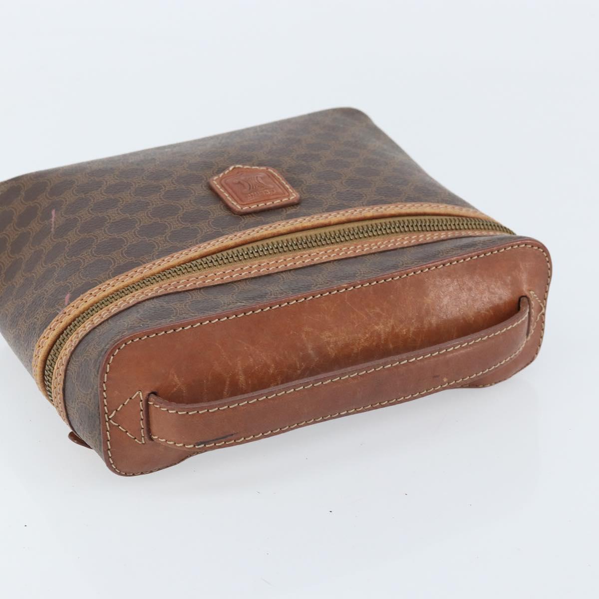 CELINE Macadam Canvas Hand Bag PVC Leather Brown Gold Auth BA10609