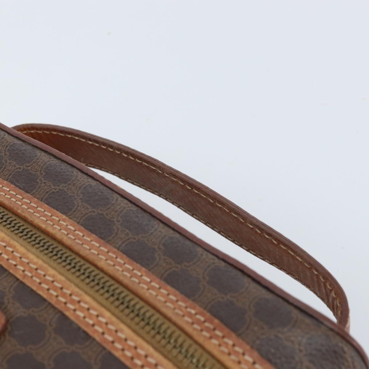 CELINE Macadam Canvas Hand Bag PVC Leather Brown Gold Auth BA10609