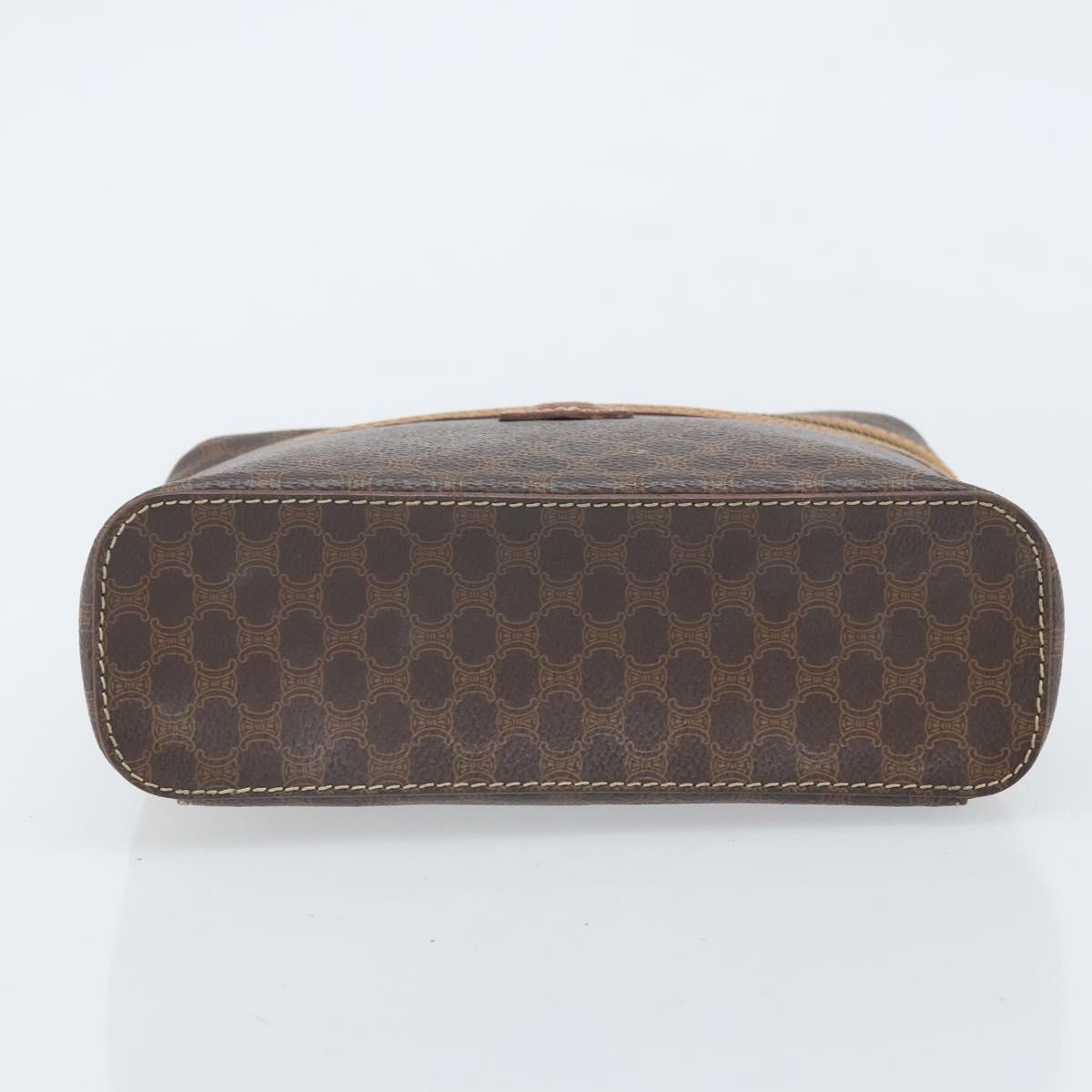 CELINE Macadam Canvas Hand Bag PVC Leather Brown Gold Auth BA10609