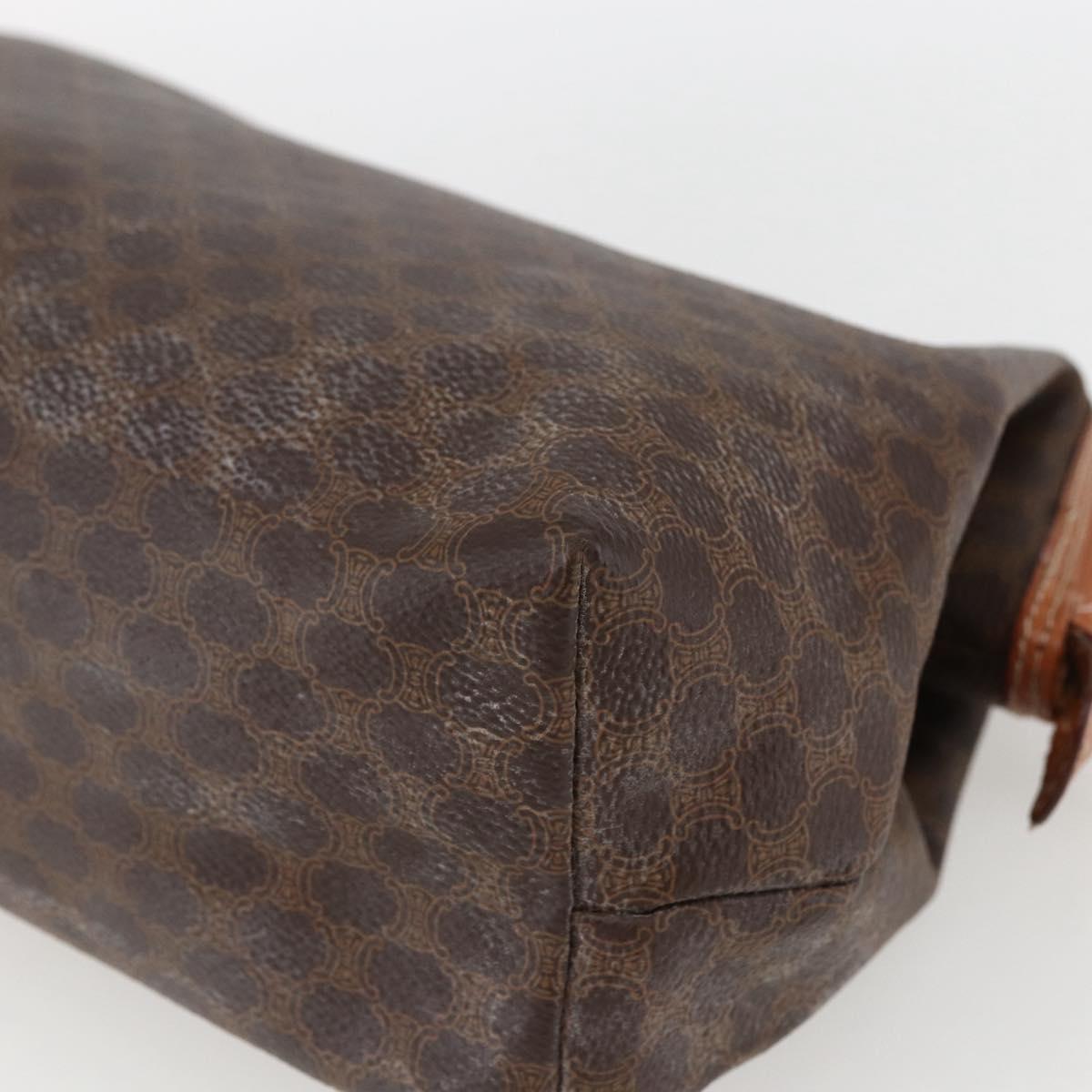 CELINE Macadam Canvas Clutch Bag PVC Leather Brown Gold Auth BA10610