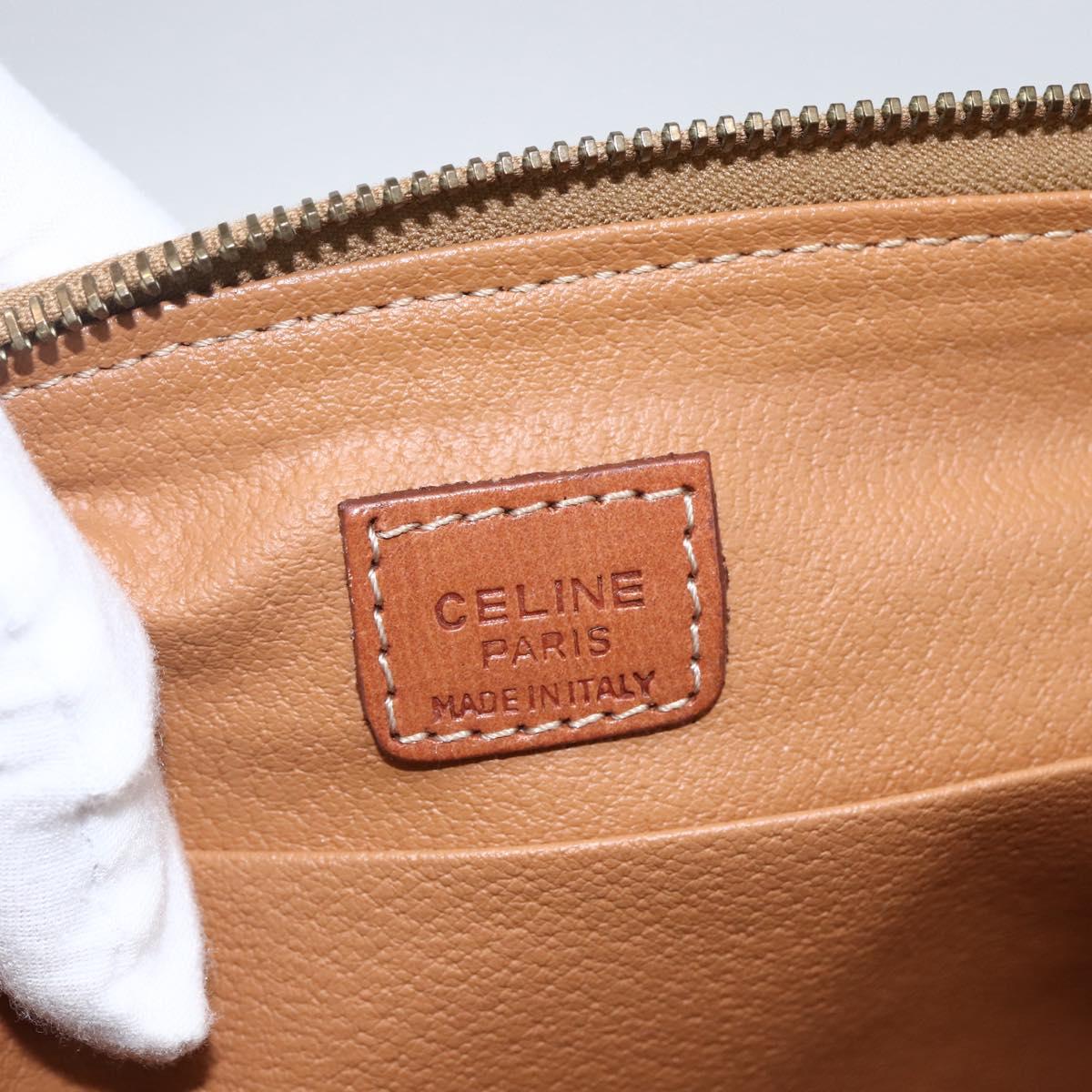 CELINE Macadam Canvas Clutch Bag PVC Leather Brown Gold Auth BA10610