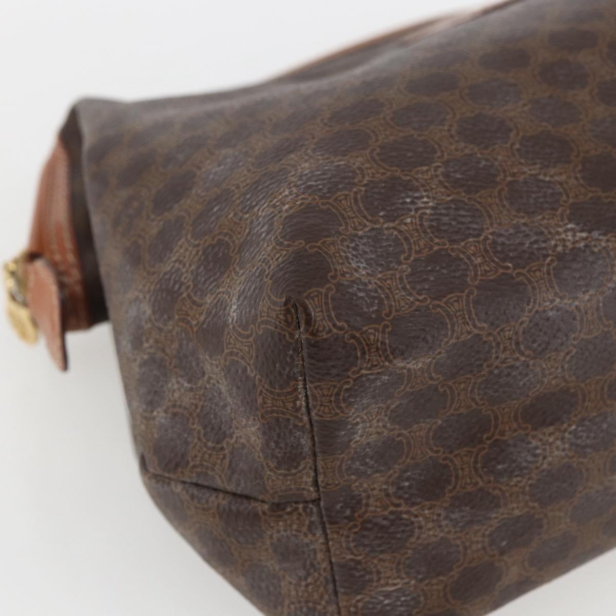 CELINE Macadam Canvas Clutch Bag PVC Leather Brown Gold Auth BA10610
