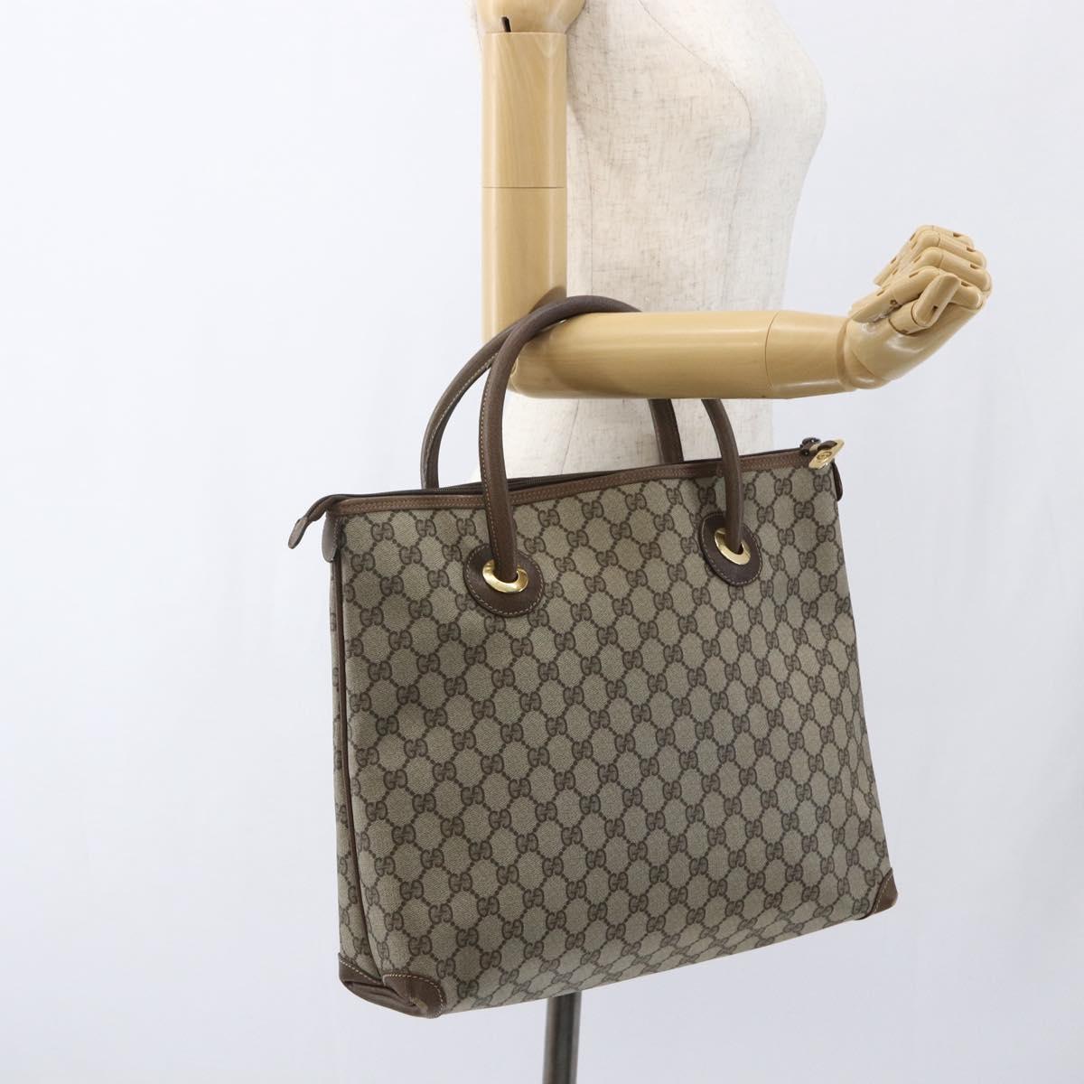 GUCCI GG Supreme Tote Bag PVC Beige Gold 02 39 4947 Auth BA10611