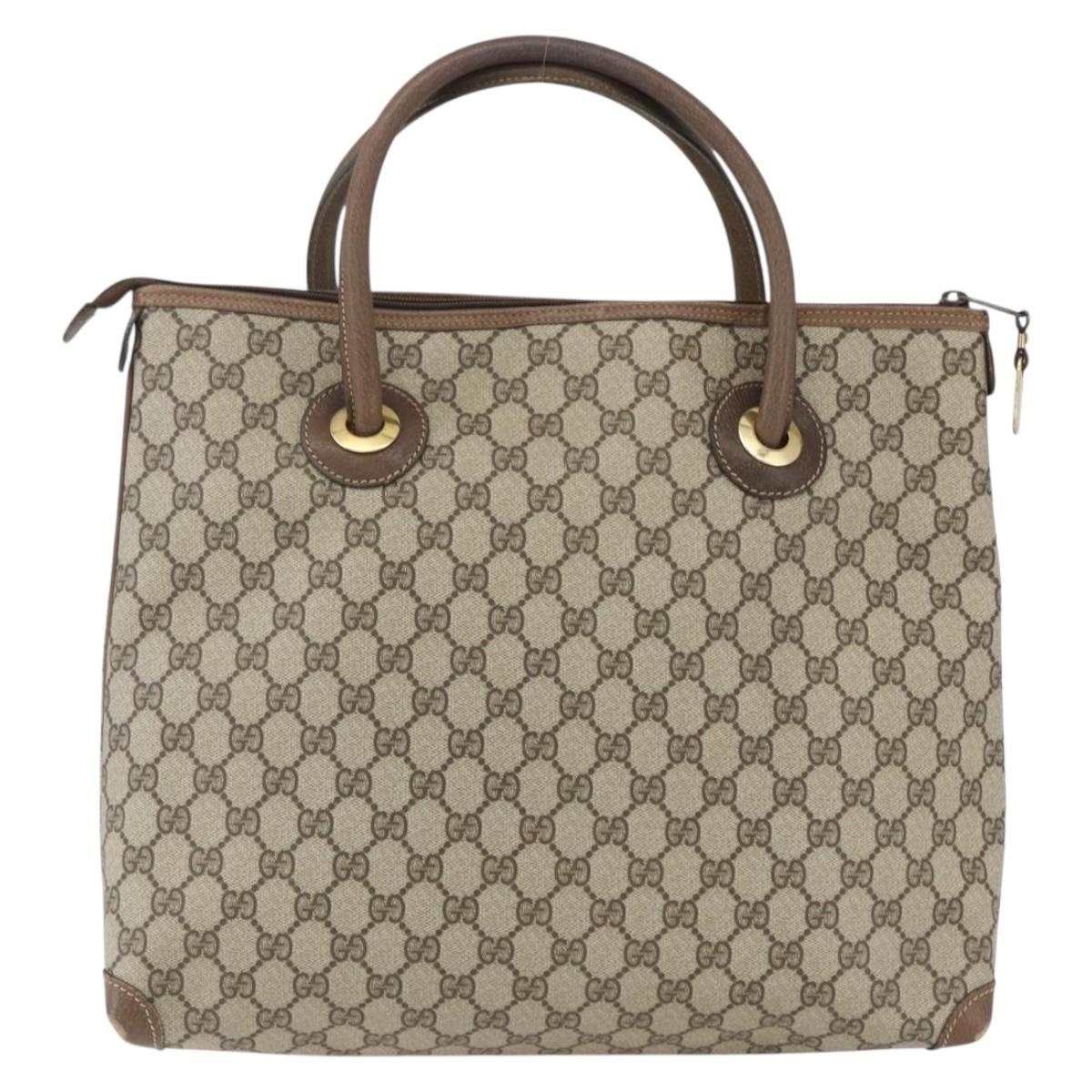 GUCCI GG Supreme Tote Bag PVC Beige Gold 02 39 4947 Auth BA10611