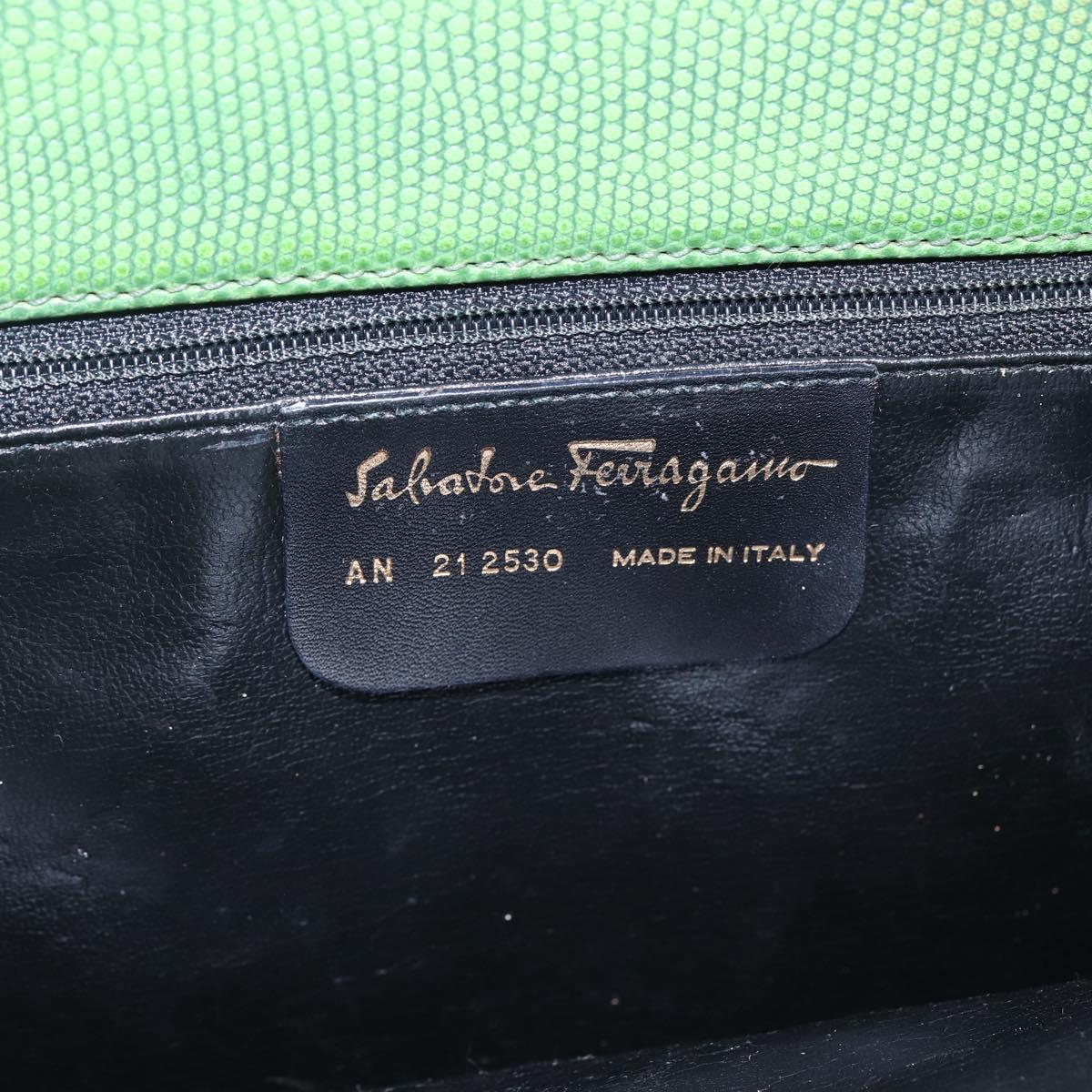 Salvatore Ferragamo Tote Bag Leather Green Gold Auth BA10613